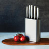 Oval Metallic Pewter 6 Piece Knife Block