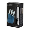 Modern Steel Metallic Baltic Blue 6 Piece Knife Block