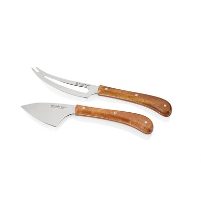 Pistol Grip Acacia 2 Piece Cheese Knife Set