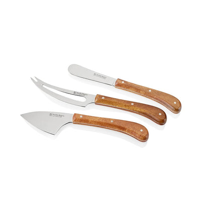 Pistol Grip Acacia 3 Piece Cheese Knife Set