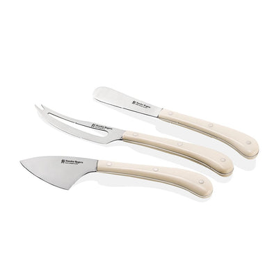 Pistol Grip Cream 3 Piece Cheese Knife Set